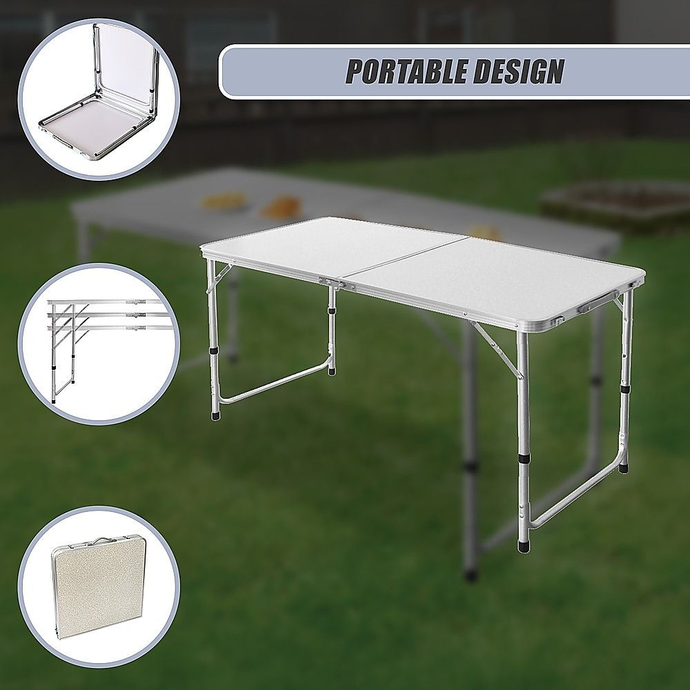 Aluminium Folding Table 120cm Portable Indoor Outdoor Picnic Party Camping Tables-Camping Tables-PEROZ Accessories