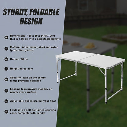 Aluminium Folding Table 120cm Portable Indoor Outdoor Picnic Party Camping Tables-Camping Tables-PEROZ Accessories