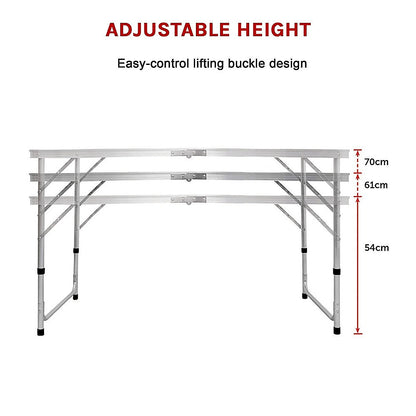 Aluminium Folding Table 120cm Portable Indoor Outdoor Picnic Party Camping Tables-Camping Tables-PEROZ Accessories