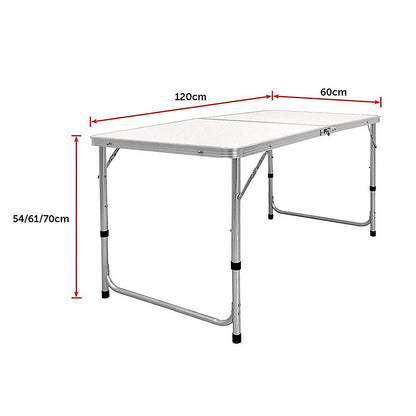 Aluminium Folding Table 120cm Portable Indoor Outdoor Picnic Party Camping Tables-Camping Tables-PEROZ Accessories