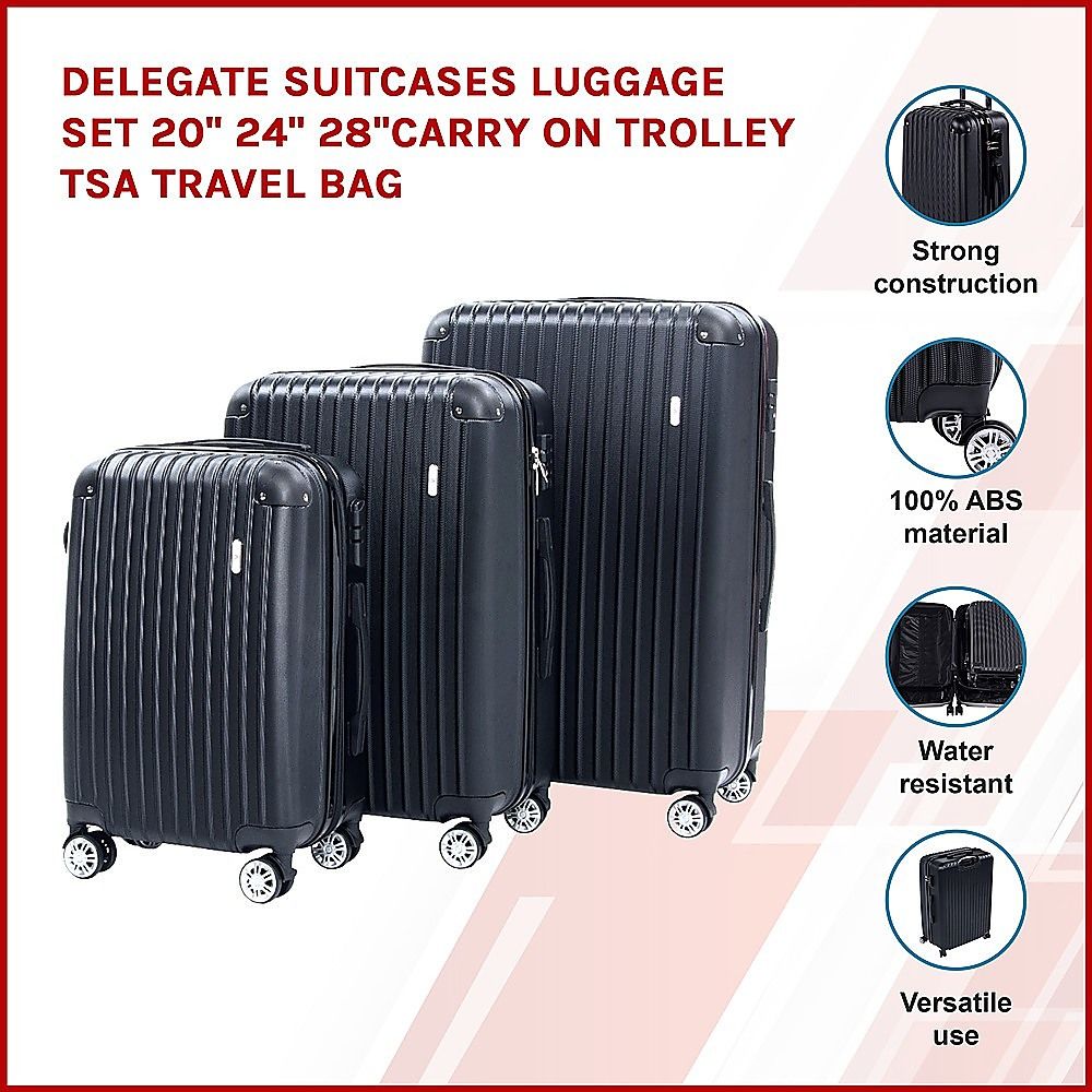 Delegate Suitcases Luggage Set 20" 24" 28"Carry On Trolley TSA Travel Bag-Luggage-PEROZ Accessories