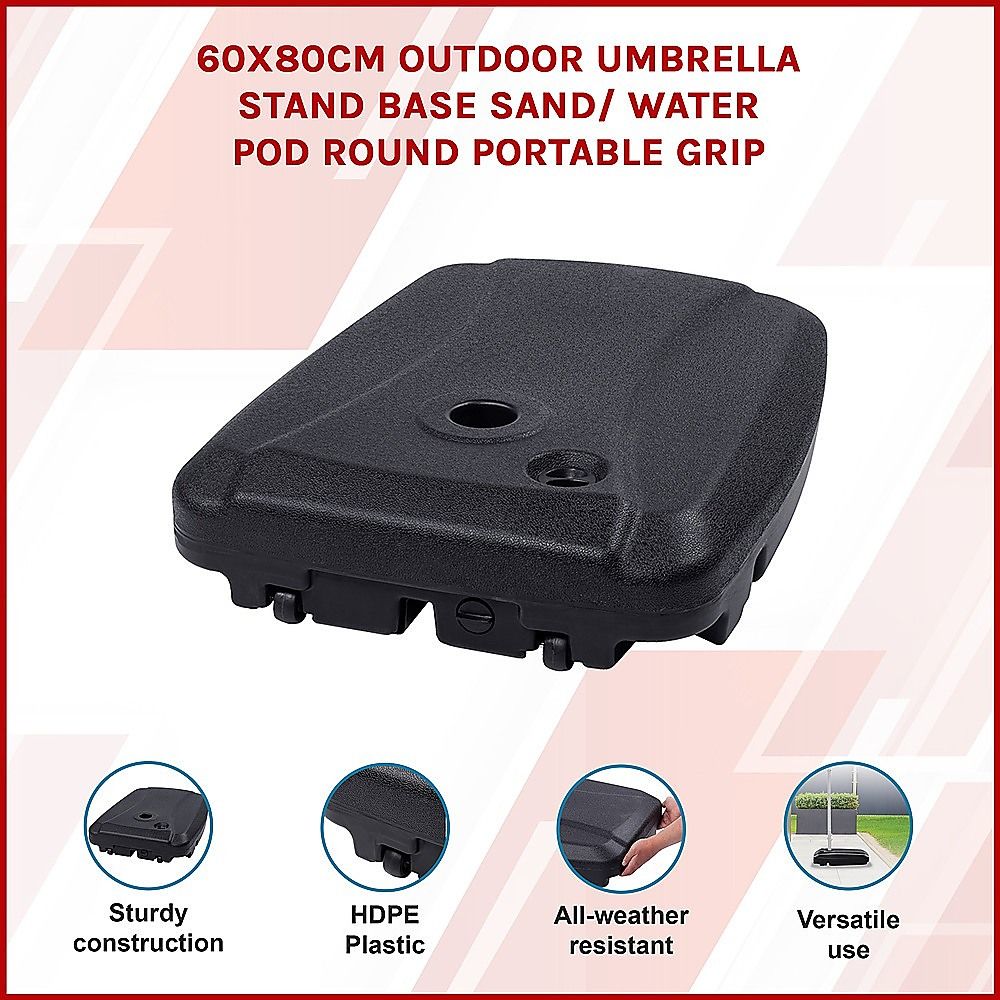 60x80cm Outdoor Umbrella Stand Base Sand/ Water Pod Round Portable Grip-Outdoor Umbrellas-PEROZ Accessories