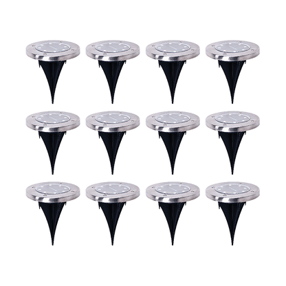 12x Solar Powered LED Buried Inground Recessed Light Garden Outdoor Deck Path-Home &amp; Garden > Garden Lights-PEROZ Accessories