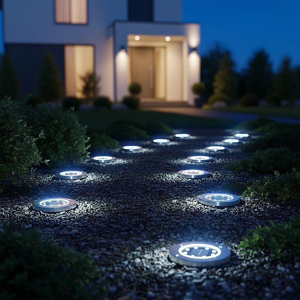 12x Solar Powered LED Buried Inground Recessed Light Garden Outdoor Deck Path-Home &amp; Garden > Garden Lights-PEROZ Accessories