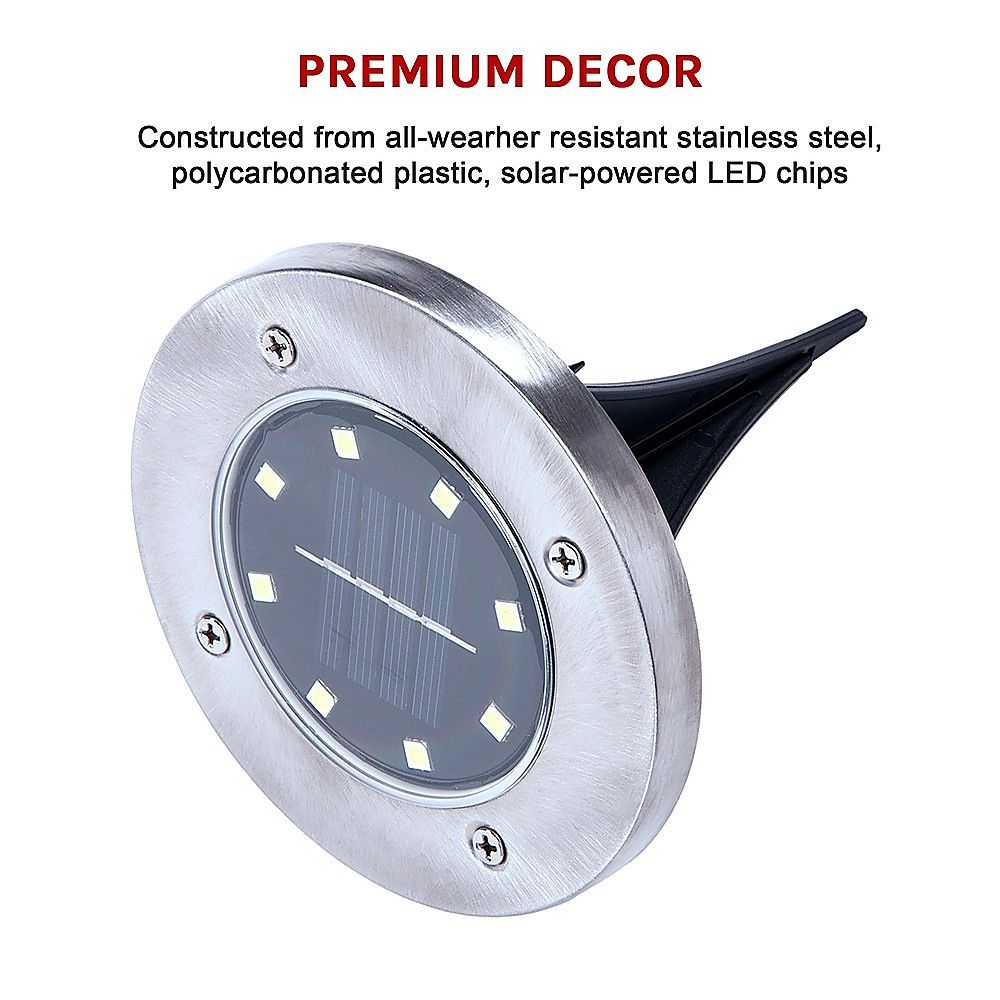 12x Solar Powered LED Buried Inground Recessed Light Garden Outdoor Deck Path-Home &amp; Garden > Garden Lights-PEROZ Accessories