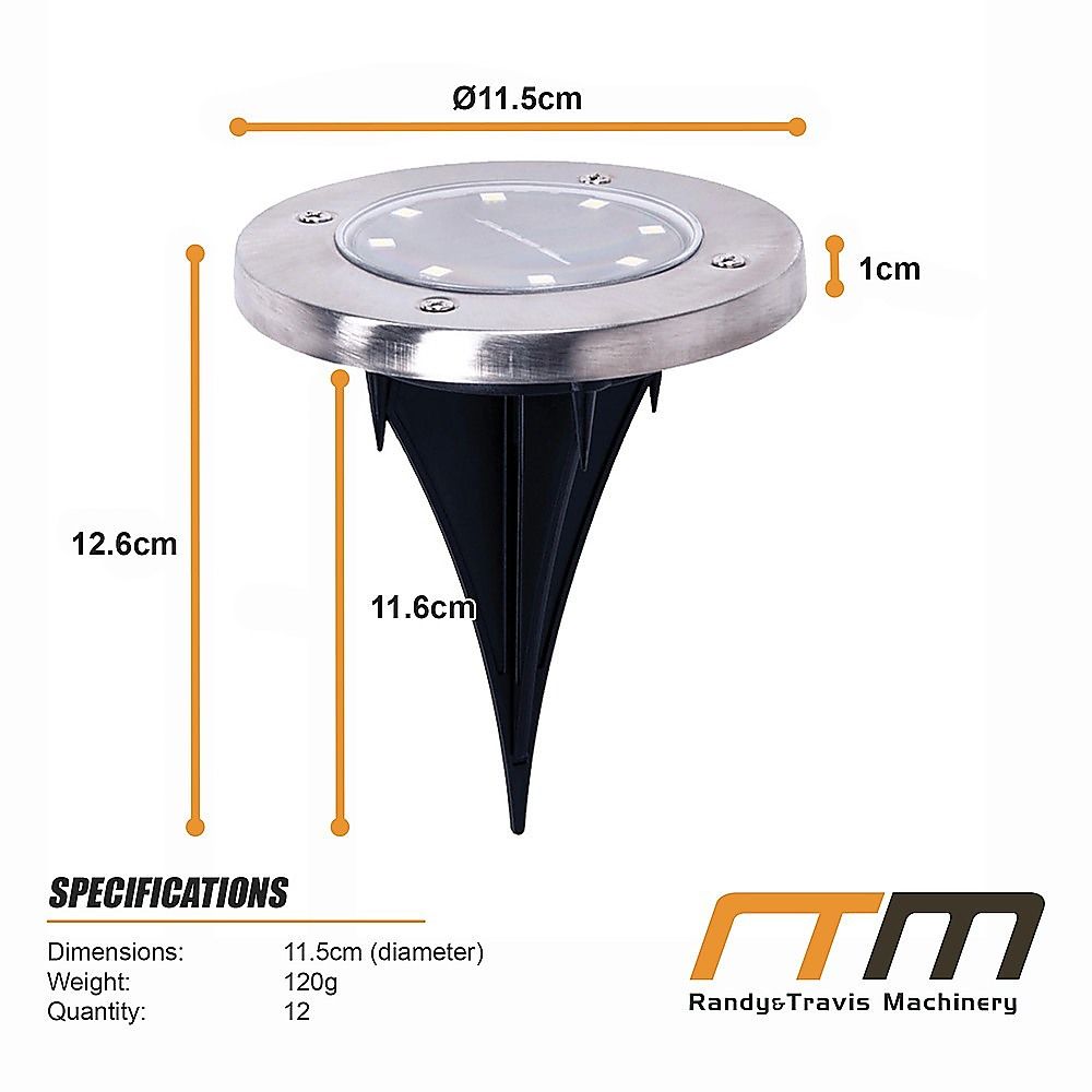 12x Solar Powered LED Buried Inground Recessed Light Garden Outdoor Deck Path-Home &amp; Garden > Garden Lights-PEROZ Accessories