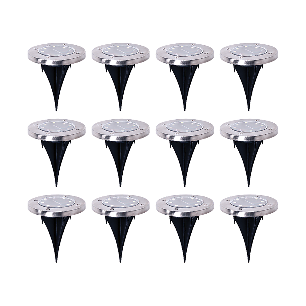 12x Solar Powered LED Buried Inground Recessed Light Garden Outdoor Deck Path-Home &amp; Garden &gt; Garden Lights-PEROZ Accessories