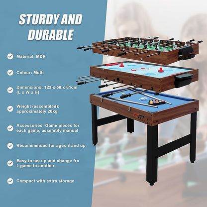 4FT 3-in-1 Games Foosball Soccer Hockey Pool Table-Gift &amp; Novelty > Games > Activity Games-PEROZ Accessories