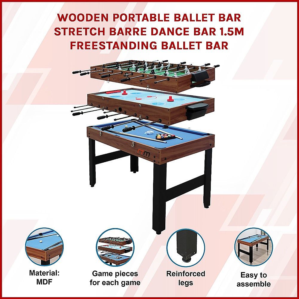 4FT 3-in-1 Games Foosball Soccer Hockey Pool Table-Gift &amp; Novelty > Games > Activity Games-PEROZ Accessories
