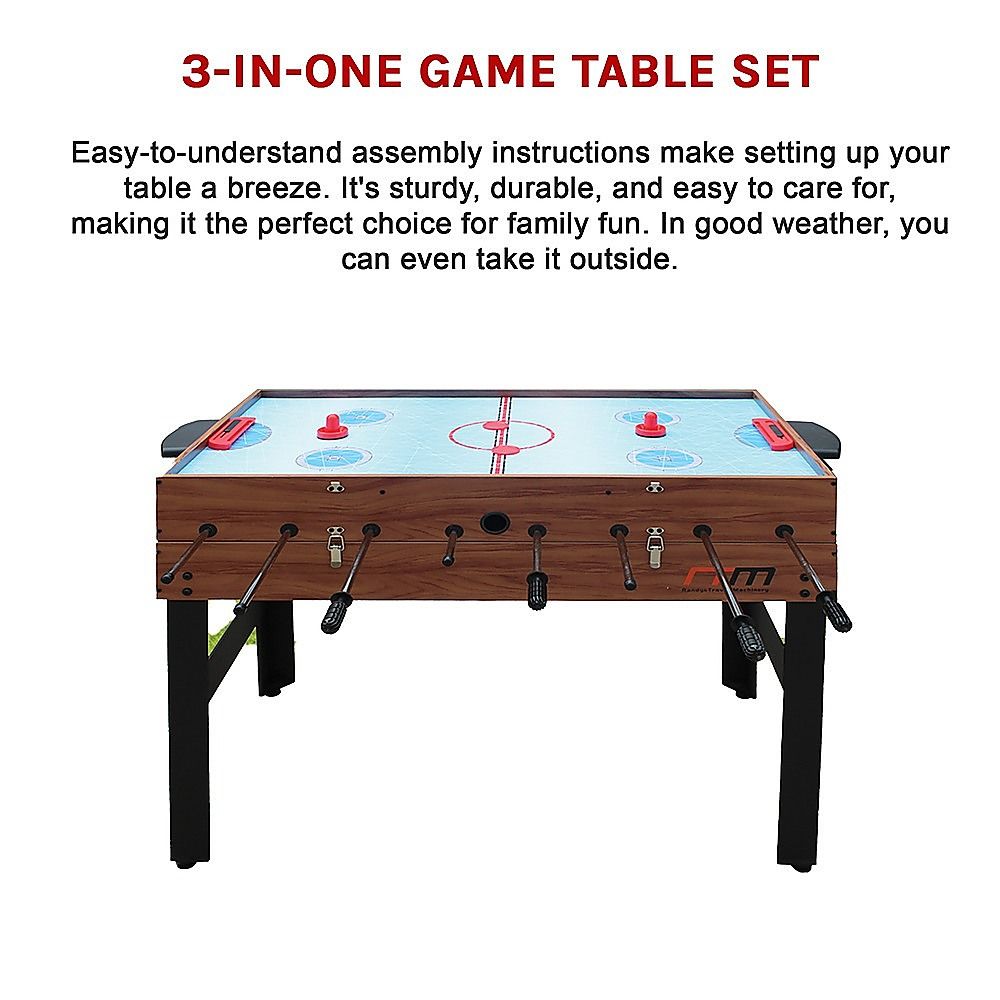 4FT 3-in-1 Games Foosball Soccer Hockey Pool Table-Gift &amp; Novelty > Games > Activity Games-PEROZ Accessories