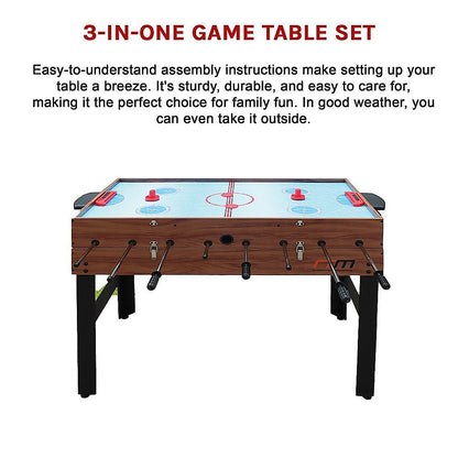 4FT 3-in-1 Games Foosball Soccer Hockey Pool Table-Gift &amp; Novelty > Games > Activity Games-PEROZ Accessories