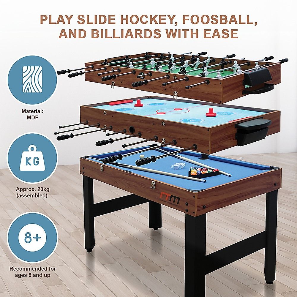 4FT 3-in-1 Games Foosball Soccer Hockey Pool Table-Gift &amp; Novelty > Games > Activity Games-PEROZ Accessories