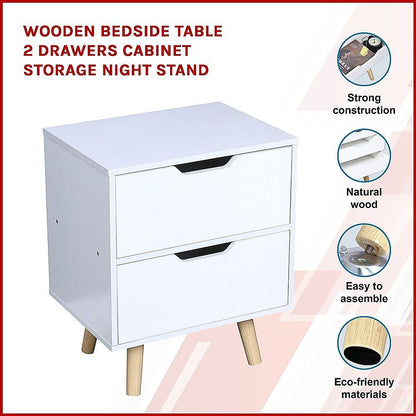 Wooden Bedside Table 2 Drawers Cabinet Storage Night Stand-BedSide Tabless-PEROZ Accessories