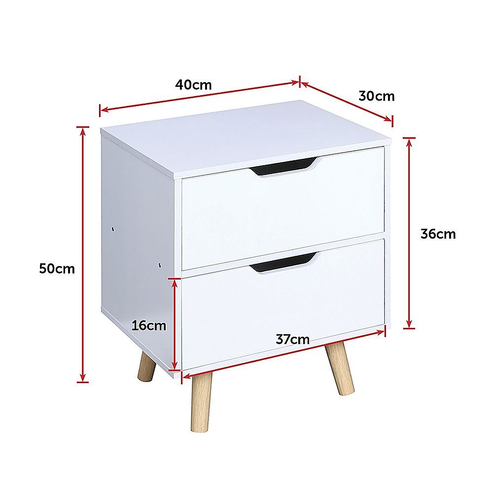 Wooden Bedside Table 2 Drawers Cabinet Storage Night Stand-BedSide Tabless-PEROZ Accessories