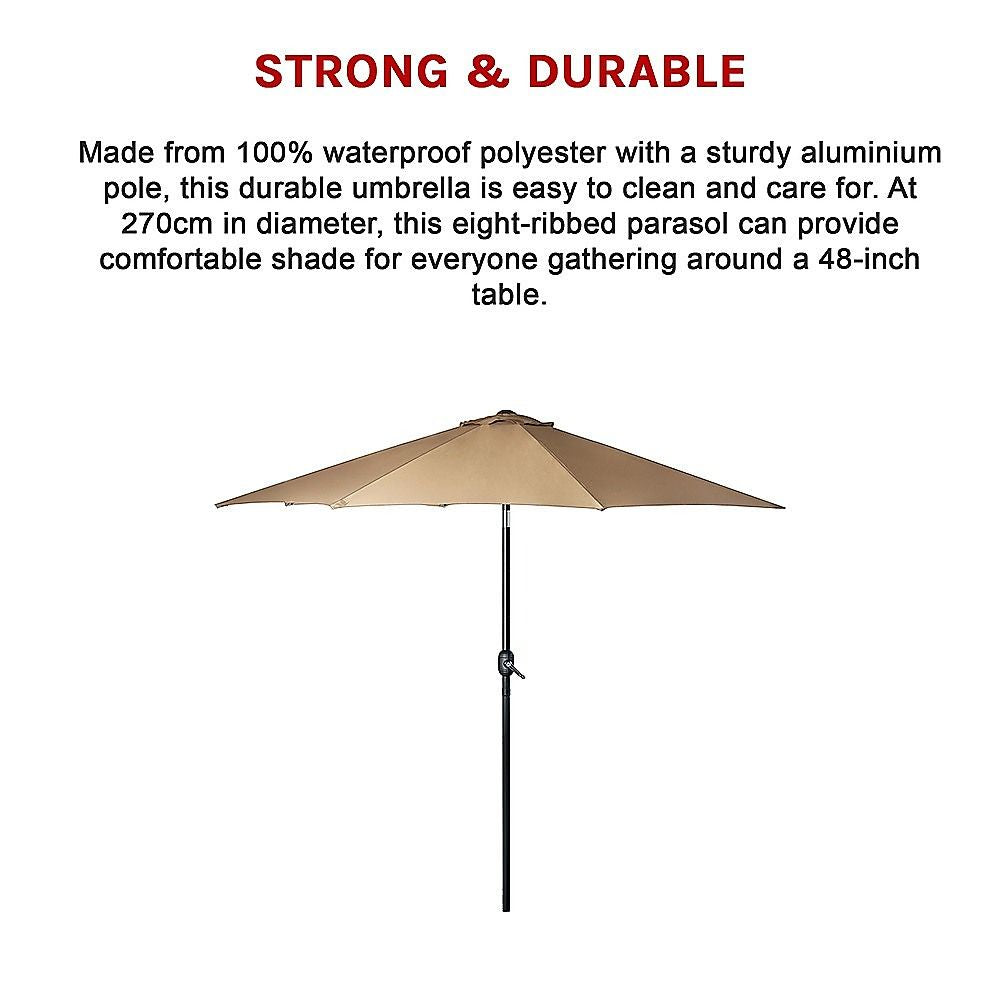 9FT Patio Umbrella Outdoor Garden Table Umbrella with 8 Sturdy Ribs-Outdoor Umbrellas-PEROZ Accessories
