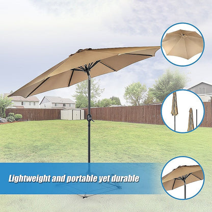 9FT Patio Umbrella Outdoor Garden Table Umbrella with 8 Sturdy Ribs-Outdoor Umbrellas-PEROZ Accessories