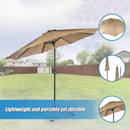 9FT Patio Umbrella Outdoor Garden Table Umbrella with 8 Sturdy Ribs-Home &amp; Garden &gt; Shading &gt; Umbrellas &amp; Sunshades-PEROZ Accessories
