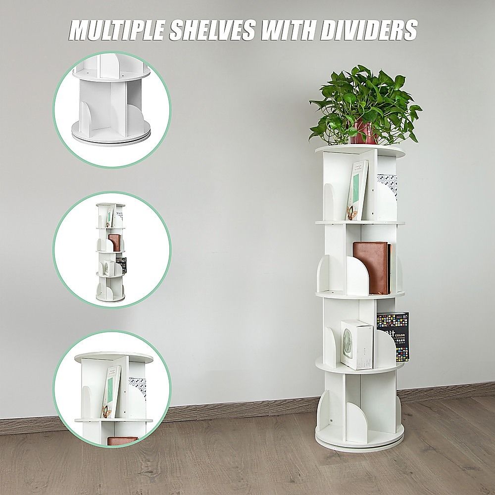 360-degree Rotating 4 Tier Display Shelf Bookcase Organiser-Bookcases &amp; Shelves-PEROZ Accessories