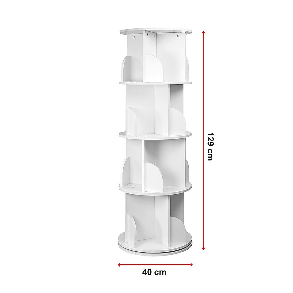 360-degree Rotating 4 Tier Display Shelf Bookcase Organiser-Bookcases &amp; Shelves-PEROZ Accessories