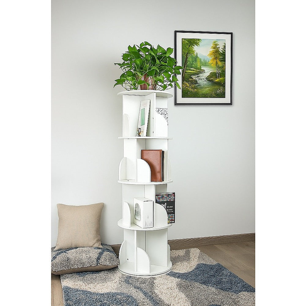 360-degree Rotating 4 Tier Display Shelf Bookcase Organiser-Bookcases &amp; Shelves-PEROZ Accessories