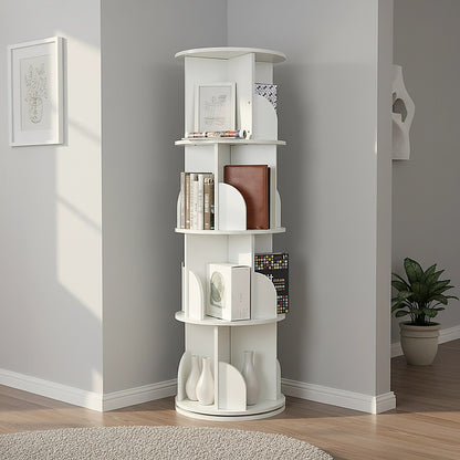 360-degree Rotating 4 Tier Display Shelf Bookcase Organiser-Bookcases &amp; Shelves-PEROZ Accessories