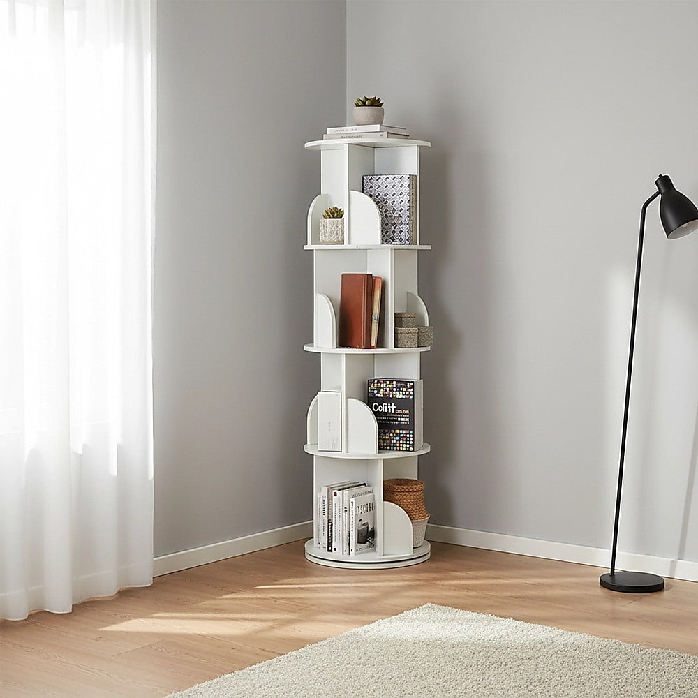 360-degree Rotating 4 Tier Display Shelf Bookcase Organiser-Bookcases &amp; Shelves-PEROZ Accessories