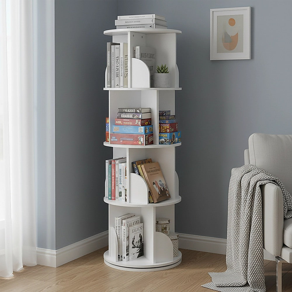 360-degree Rotating 4 Tier Display Shelf Bookcase Organiser-Bookcases &amp; Shelves-PEROZ Accessories