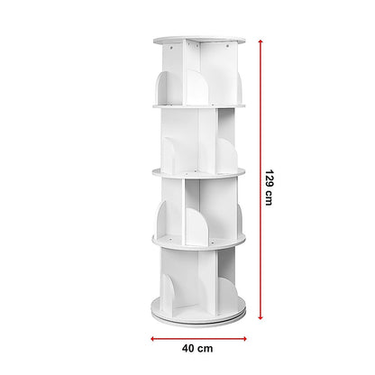 360-degree Rotating 4 Tier Display Shelf Bookcase Organiser-Bookcases &amp; Shelves-PEROZ Accessories