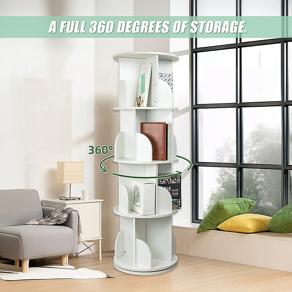 360-degree Rotating 4 Tier Display Shelf Bookcase Organiser-Bookcases &amp; Shelves-PEROZ Accessories