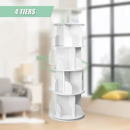 360-degree Rotating 4 Tier Display Shelf Bookcase Organiser-Bookcases &amp; Shelves-PEROZ Accessories