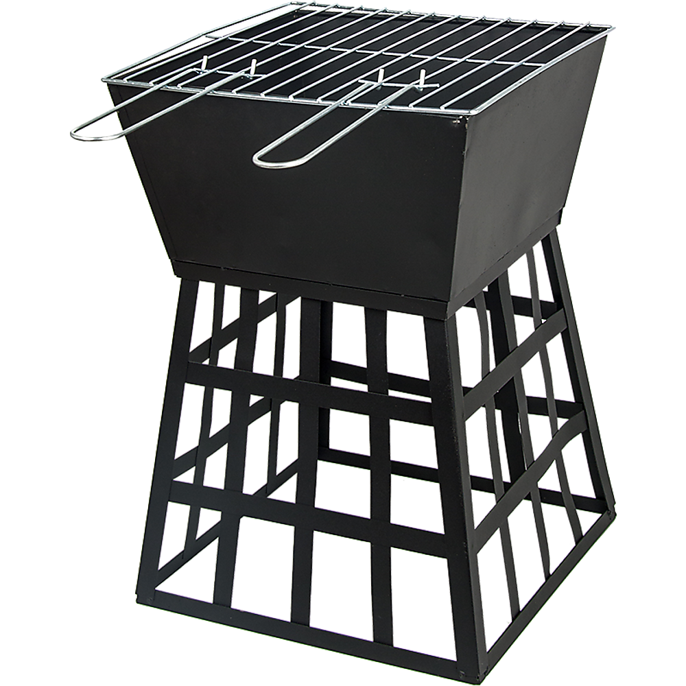 Black Fire Pit Square Log Patio Garden Heater Outdoor Table Top BBQ Camping-Fire Pits-PEROZ Accessories