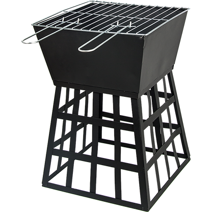 Black Fire Pit Square Log Patio Garden Heater Outdoor Table Top BBQ Camping-Fire Pits-PEROZ Accessories