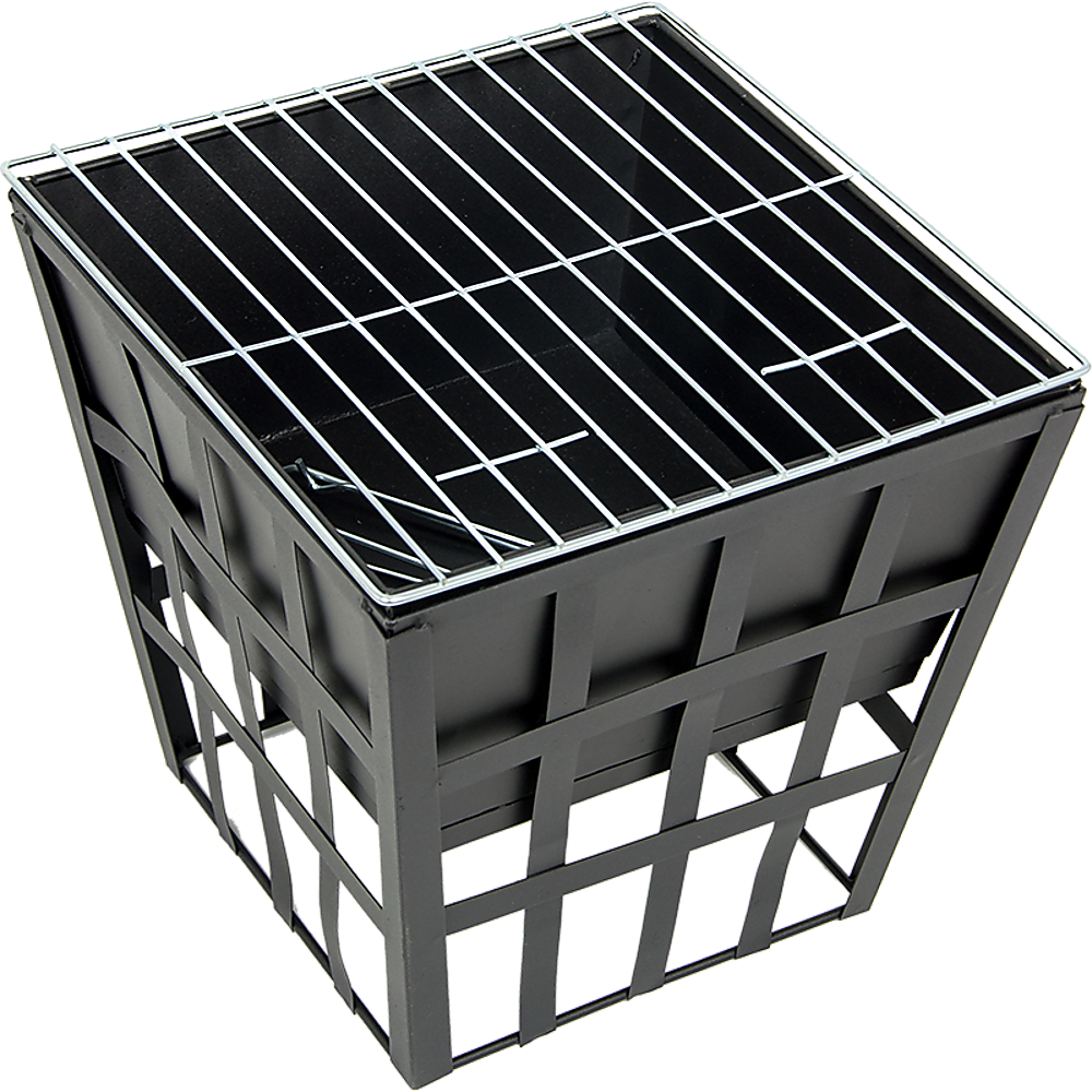 Black Fire Pit Square Log Patio Garden Heater Outdoor Table Top BBQ Camping-Fire Pits-PEROZ Accessories