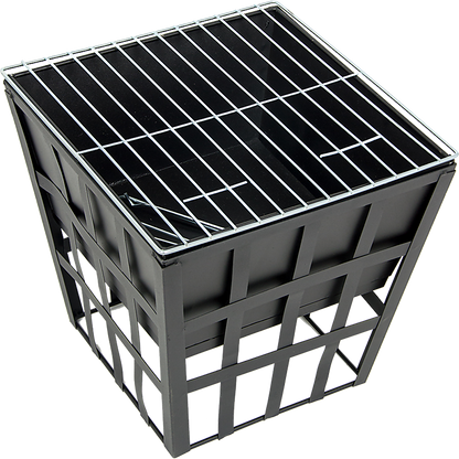 Black Fire Pit Square Log Patio Garden Heater Outdoor Table Top BBQ Camping-Fire Pits-PEROZ Accessories