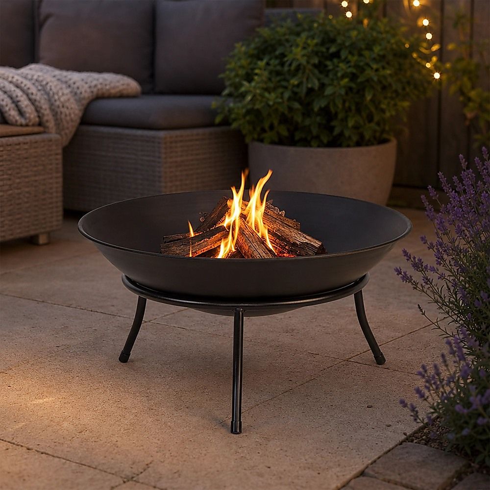 Iron Fire Bowl Traditional Log Fire Pit Outdoor Heating Camp Site Barbecue-Fire Pits-PEROZ Accessories