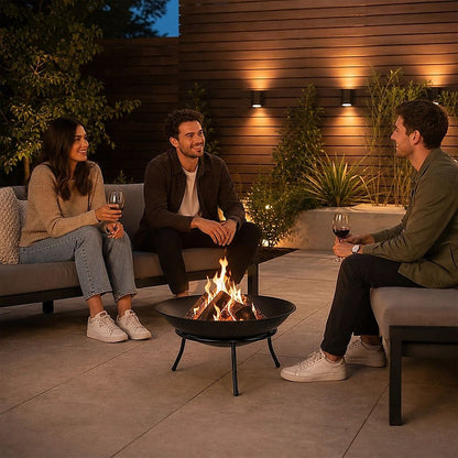 Iron Fire Bowl Traditional Log Fire Pit Outdoor Heating Camp Site Barbecue-Fire Pits-PEROZ Accessories