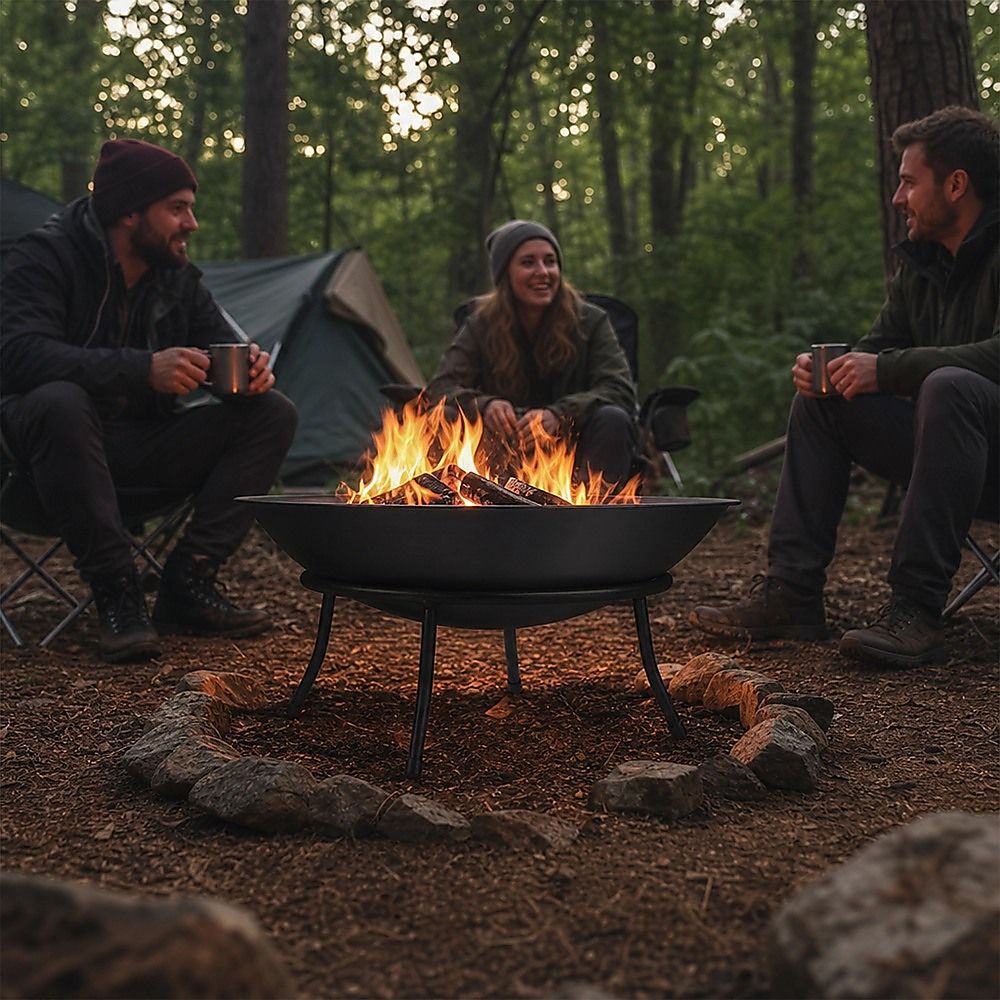 Iron Fire Bowl Traditional Log Fire Pit Outdoor Heating Camp Site Barbecue-Fire Pits-PEROZ Accessories