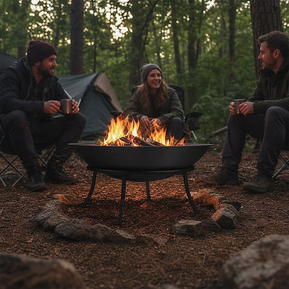 Iron Fire Bowl Traditional Log Fire Pit Outdoor Heating Camp Site Barbecue-Fire Pits-PEROZ Accessories