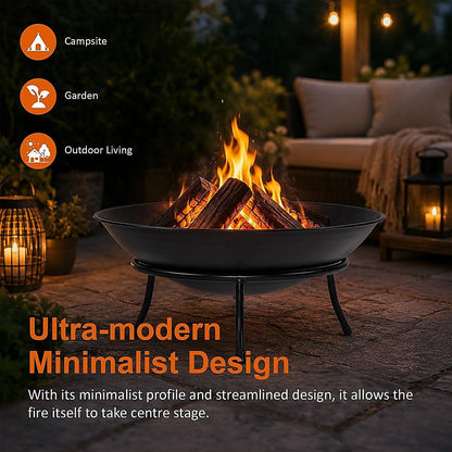 Iron Fire Bowl Traditional Log Fire Pit Outdoor Heating Camp Site Barbecue-Fire Pits-PEROZ Accessories