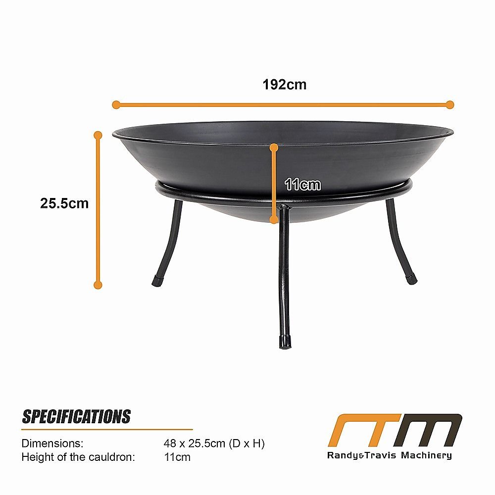 Iron Fire Bowl Traditional Log Fire Pit Outdoor Heating Camp Site Barbecue-Fire Pits-PEROZ Accessories