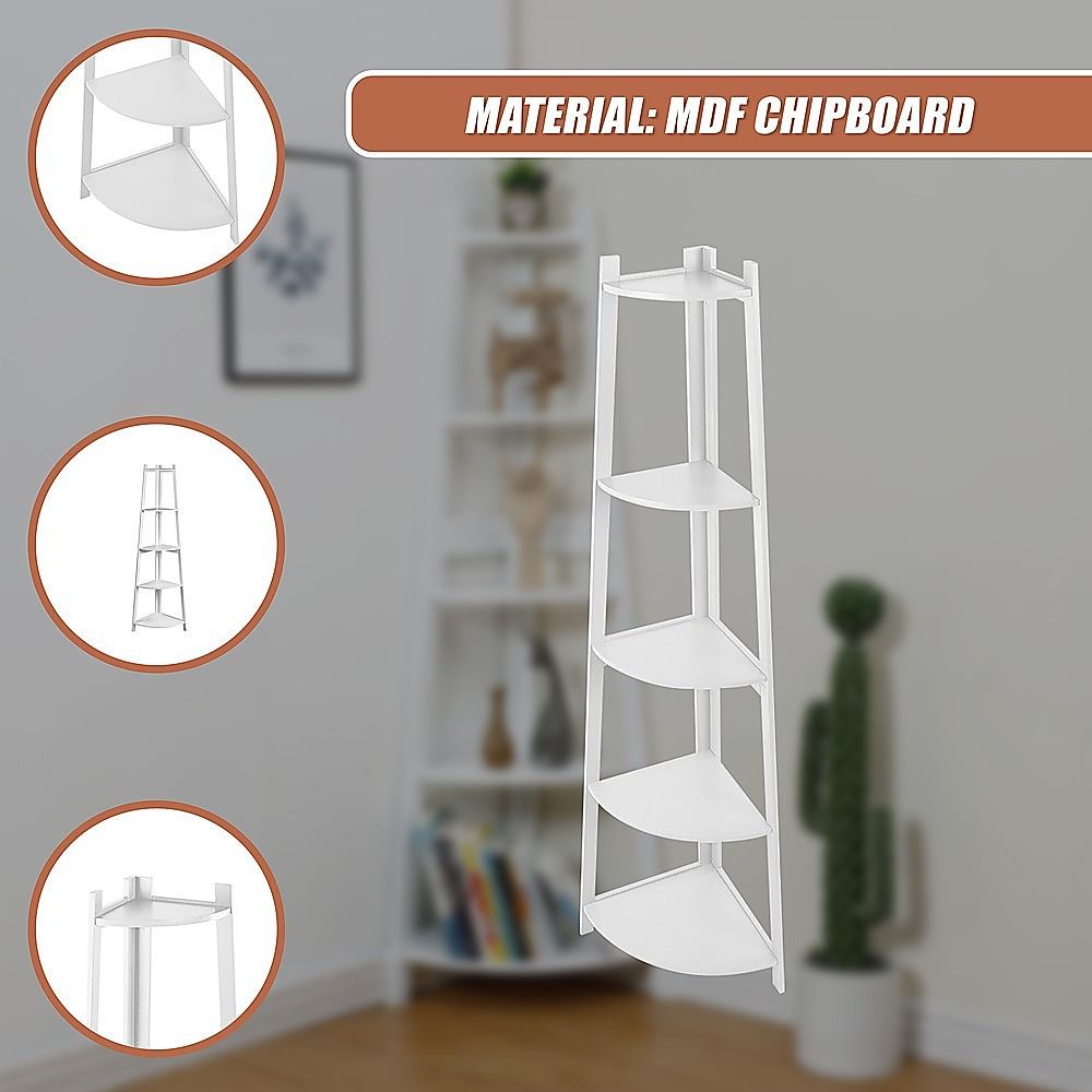 Corner Ladder Shelf Bookcase Display Storage Unit-Bookcases &amp; Shelves-PEROZ Accessories