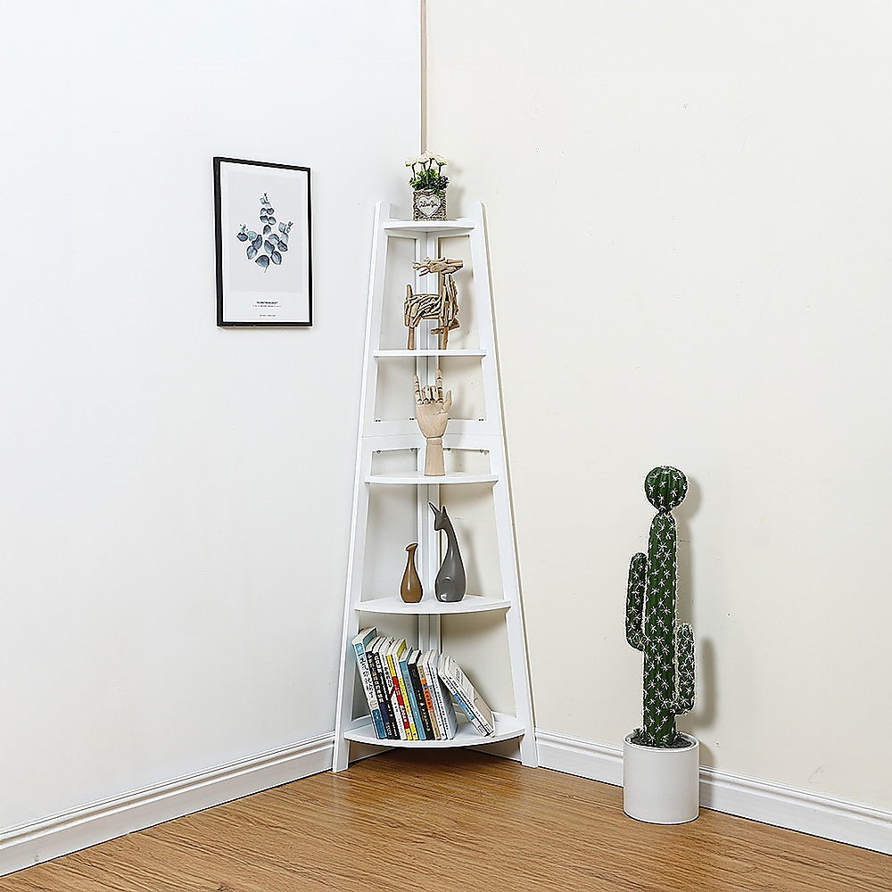 Corner Ladder Shelf Bookcase Display Storage Unit-Bookcases &amp; Shelves-PEROZ Accessories