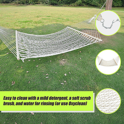 4m Traditional Cotton Rope Hammock with Hanging Hardware-Hammock-PEROZ Accessories