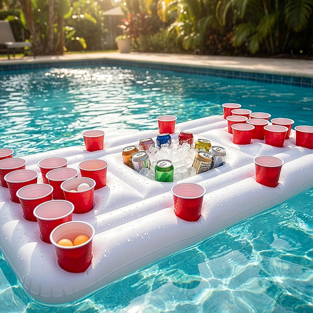Big PVC Inflatable Beer Pong Raft Floating Pool Party Pong Game Table Lounge Toy-Water Play Toys-PEROZ Accessories