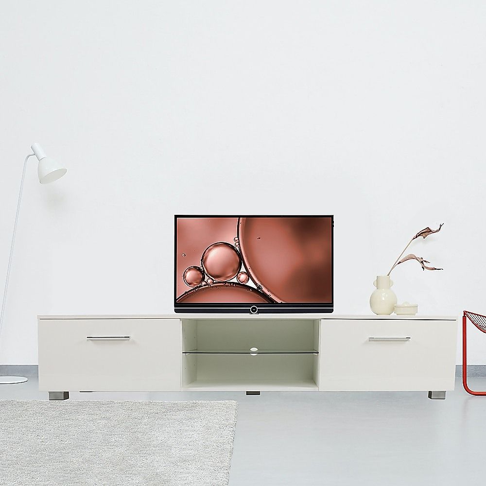 TV Cabinet Entertainment Unit Stand High Gloss Storage Shelf 140cm White-Entertainment Unit-PEROZ Accessories