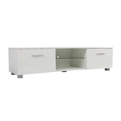TV Cabinet Entertainment Unit Stand High Gloss Storage Shelf 140cm White-Entertainment Unit-PEROZ Accessories