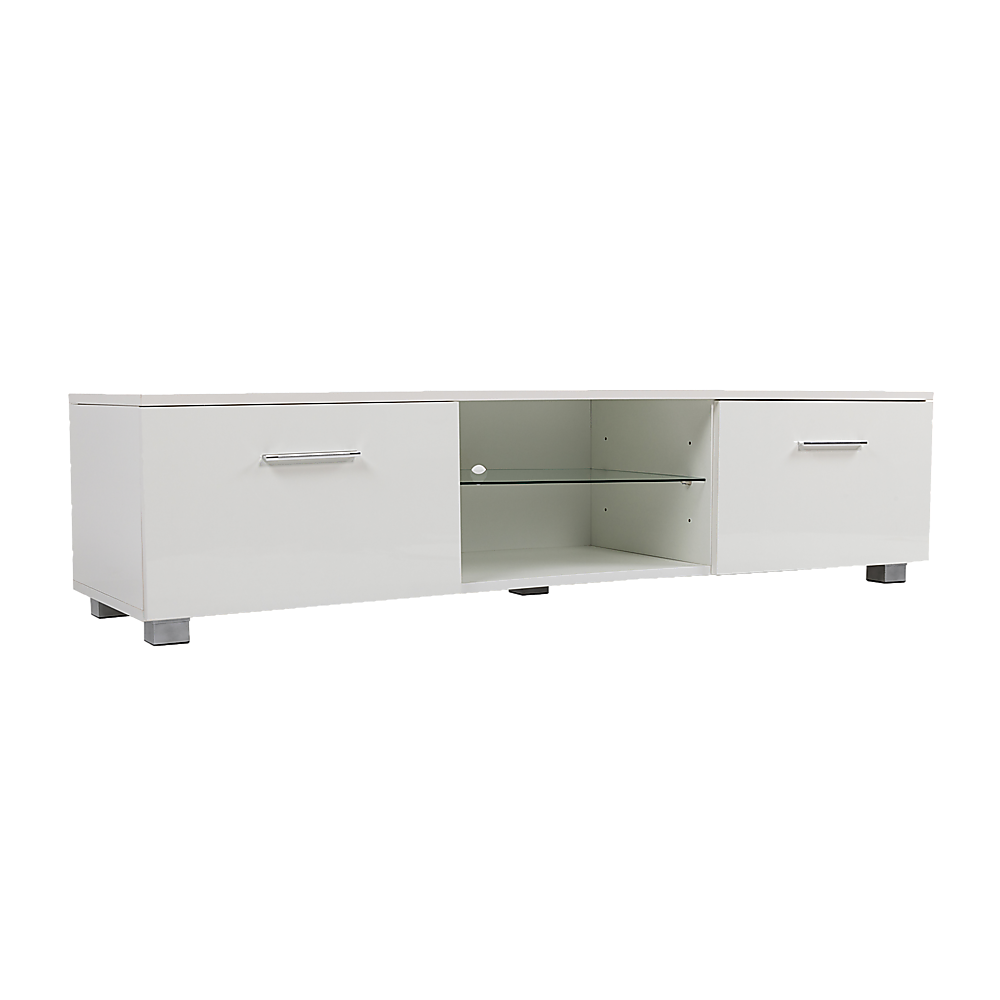 TV Cabinet Entertainment Unit Stand High Gloss Storage Shelf 140cm White-Entertainment Unit-PEROZ Accessories