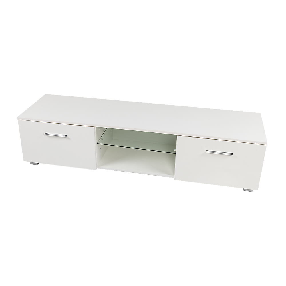 TV Cabinet Entertainment Unit Stand High Gloss Storage Shelf 140cm White-Entertainment Unit-PEROZ Accessories