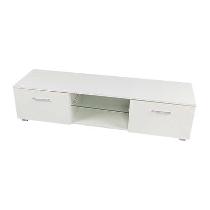 TV Cabinet Entertainment Unit Stand High Gloss Storage Shelf 140cm White-Entertainment Unit-PEROZ Accessories