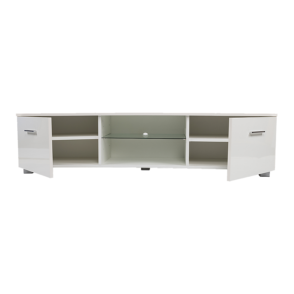TV Cabinet Entertainment Unit Stand High Gloss Storage Shelf 140cm White-Entertainment Unit-PEROZ Accessories